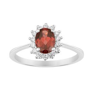 0.5Cts Princess Diana Inspired Garnet Gemstone Halo Ring 925 Sterling Silver